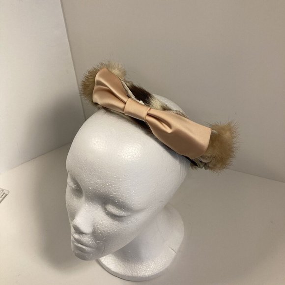 Vintage Lenore Marshall Blond Fur Open Crown Womans Hat 1950s - Picture 1 of 13